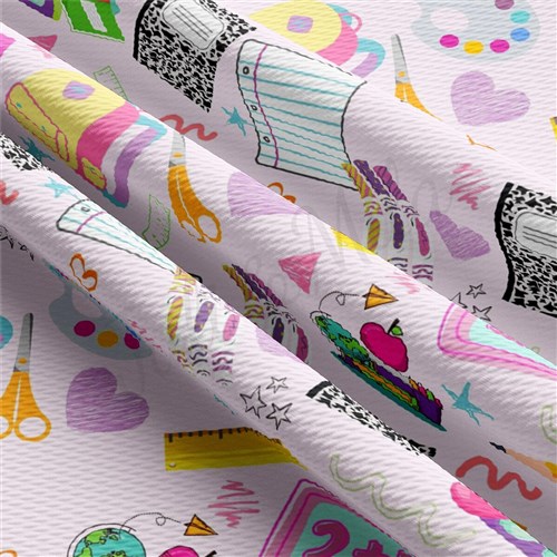 AA2319 Back to School Liverpool Bullet Textured Stretch Solid Strip Thick Knit Jersey Fabric