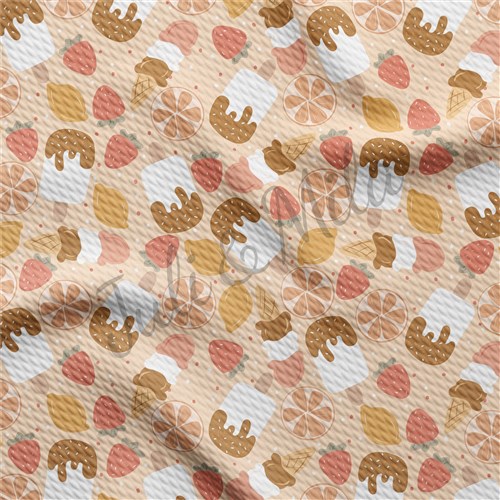 Ice cream Printed Liverpool 4 Way Fabric icecream & Get a Free $89.99 Embroidery Bundle