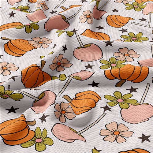 Pumpkin Printed Liverpool Bullet Textured Stretch Solid Strip Thick Knit Jersey Fabric