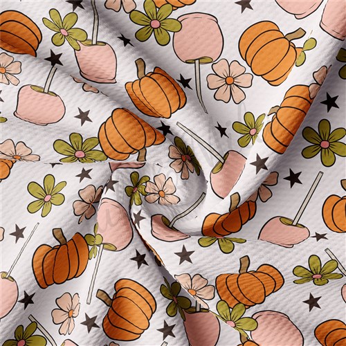 Pumpkin Printed Liverpool Bullet Textured Stretch Solid Strip Thick Knit Jersey Fabric
