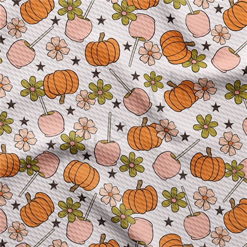 Pumpkin Printed Liverpool Bullet Textured Stretch Solid Strip Thick Knit Jersey Fabric