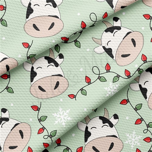 Cow Christmas trees Liverpool Bullet Textured Stretch Solid Strip Thick Knit Jersey Fabric