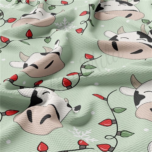 Cow Christmas trees Liverpool Bullet Textured Stretch Solid Strip Thick Knit Jersey Fabric