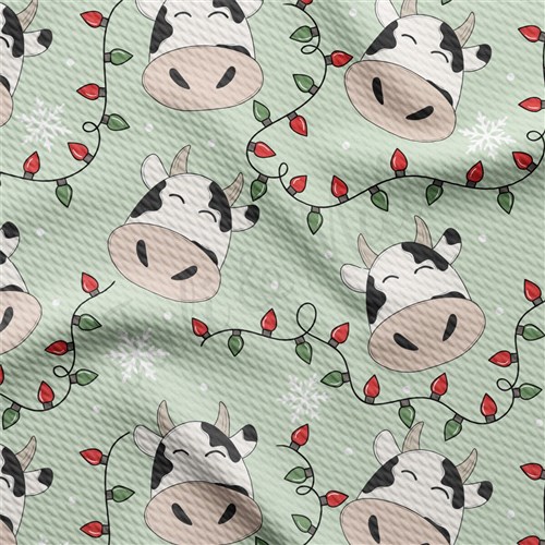 Cow Christmas trees Liverpool Bullet Textured Stretch Solid Strip Thick Knit Jersey Fabric