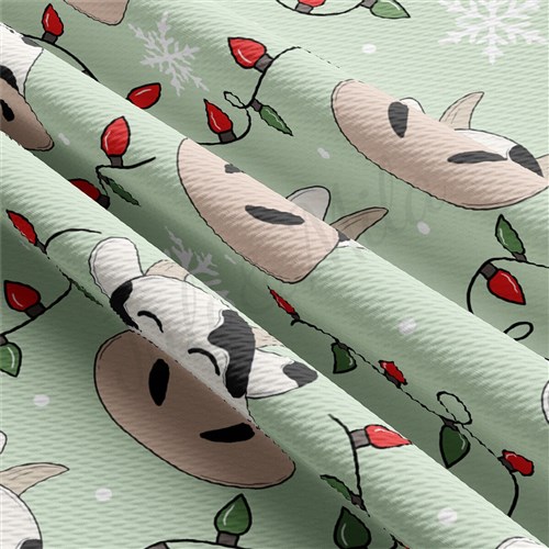 Cow Christmas trees Liverpool Bullet Textured Stretch Solid Strip Thick Knit Jersey Fabric