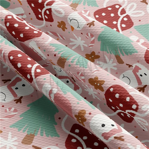 Pink Snowman Christmas Liverpool Bullet Textured Stretch Solid Strip Thick Knit Jersey Fabric