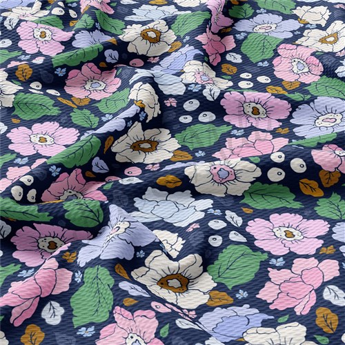 Floral Printed Liverpool Bullet Textured Stretch Solid Strip Thick Knit Jersey Fabric