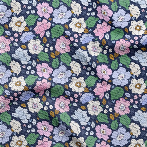Floral Printed Liverpool Bullet Textured Stretch Solid Strip Thick Knit Jersey Fabric