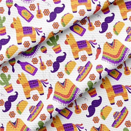 Cinco De May Mexico Serape Liverpool Bullet Textured Stretch Solid Strip Thick Knit Jersey Fabric