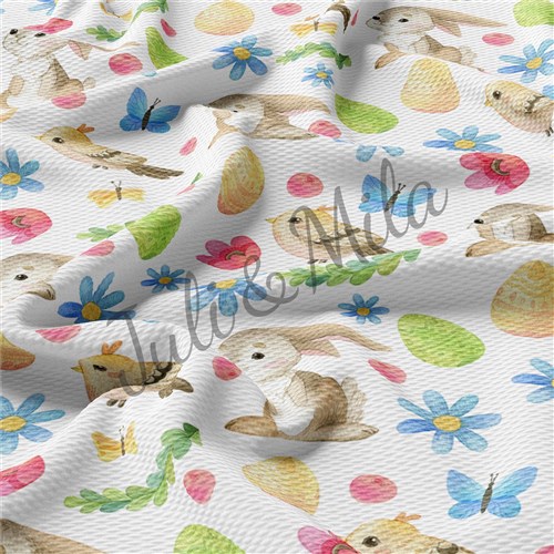 Easter Printed Liverpool Fabric Egg Bunny Pastel(E28) & Get a Free $89.99 Embroidery Bundle