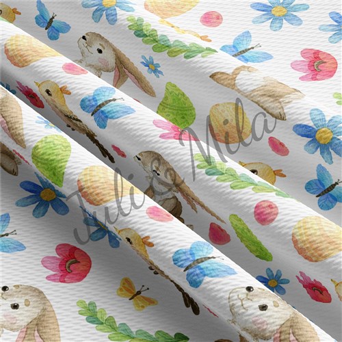 Easter Printed Liverpool Fabric Egg Bunny Pastel(E28) & Get a Free $89.99 Embroidery Bundle