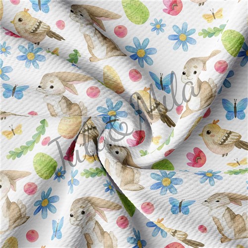 Easter Printed Liverpool Fabric Egg Bunny Pastel(E28) & Get a Free $89.99 Embroidery Bundle