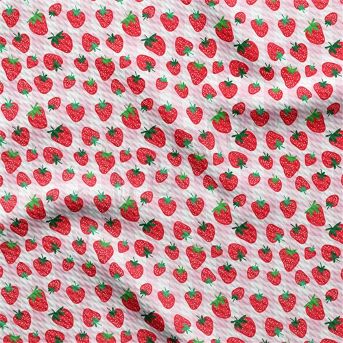 Strawberry Liverpool Bullet Textured Stretch Solid Strip Thick Knit Jersey Fabric