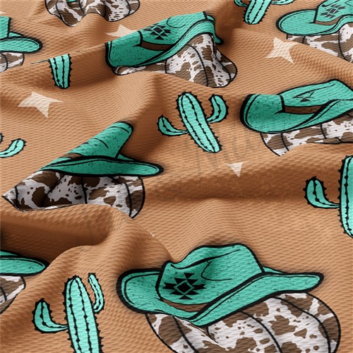 Pumpkin Cowboy Western Printed Liverpool  Stretch Strip Liverpool Fall AA950 & Get a Free $89.99 Embroidery Bundle