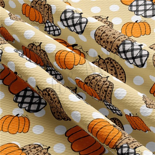Pumpkin Fall Printed Liverpool Bullet Textured Stretch Solid Strip Thick Knit Jersey Fabric
