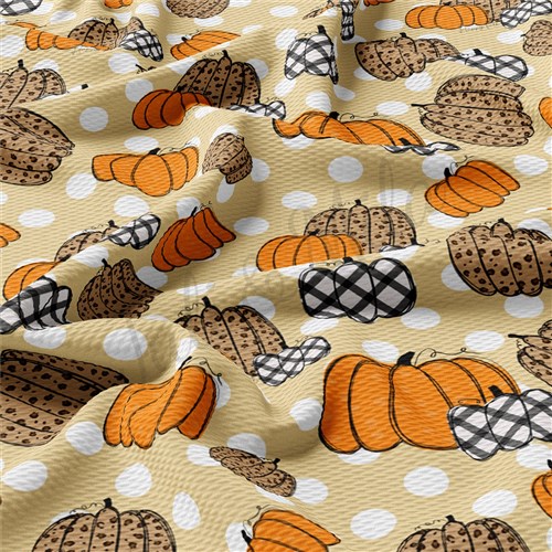 Pumpkin Fall Printed Liverpool Bullet Textured Stretch Solid Strip Thick Knit Jersey Fabric