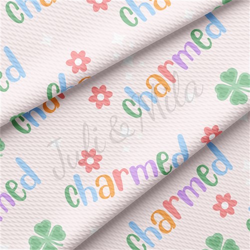 Lucky Charms Printed Liverpool Bullet Textured Stretch Solid Strip Thick Knit Jersey Fabric
