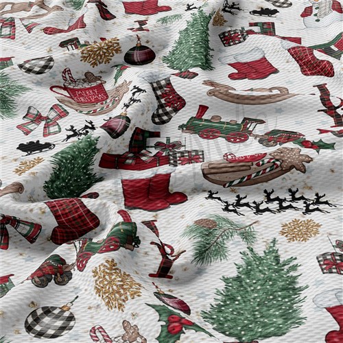 Christmas Liverpool Bullet Textured Stretch Solid Strip Thick Knit Jersey Fabric