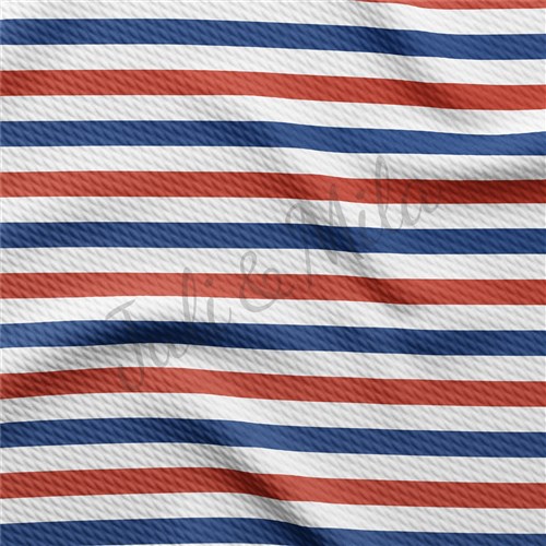 Patriotic 4th of July TBP102 Liverpool Bullet Textured Stretch Solid Strip Thick Knit Jersey Fabric