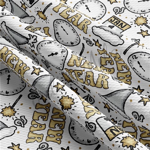 New Year Printed Liverpool Bullet Textured Stretch Solid Strip Thick Knit Jersey Fabric