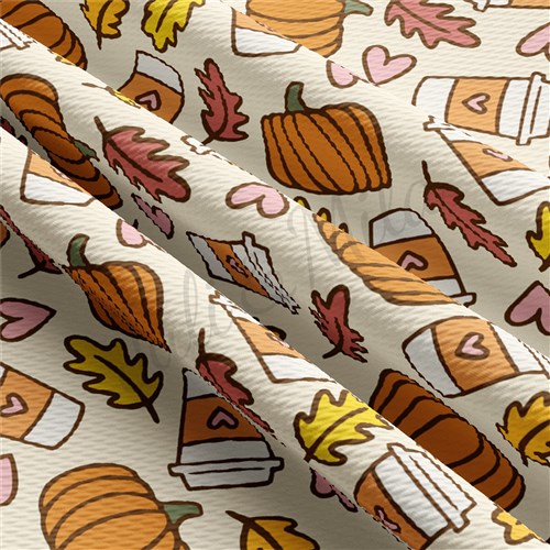 Pumpkin Fall Printed Liverpool Bullet Textured Stretch Solid Strip Thick Knit Jersey Fabric