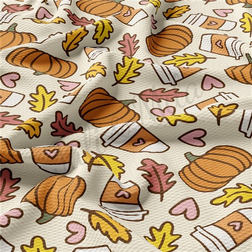 Pumpkin Fall Printed Liverpool Bullet Textured Stretch Solid Strip Thick Knit Jersey Fabric