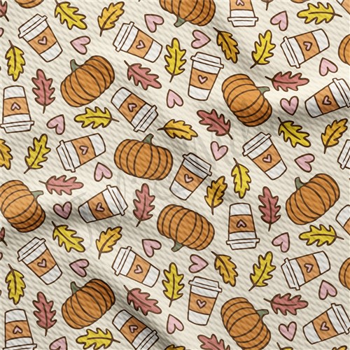 Pumpkin Fall Printed Liverpool Bullet Textured Stretch Solid Strip Thick Knit Jersey Fabric