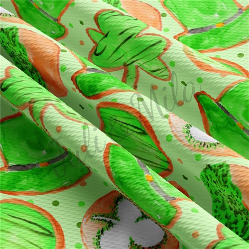 St. Patrick's Day Printed Liverpool Bullet Textured Stretch Solid Strip Thick Knit Jersey Fabric