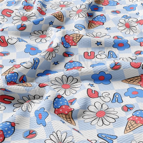4th of July Patriotic Liverpool Bullet Textured Stretch Solid Strip Thick Knit Jersey Fabric