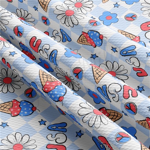 4th of July Patriotic Liverpool Bullet Textured Stretch Solid Strip Thick Knit Jersey Fabric