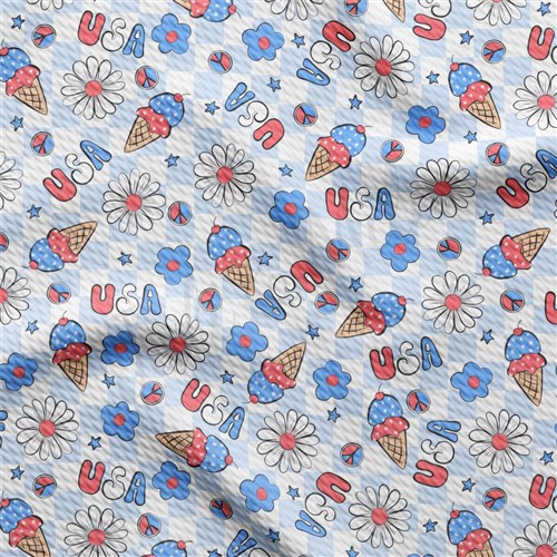 4th of July Patriotic Liverpool Bullet Textured Stretch Solid Strip Thick Knit Jersey Fabric