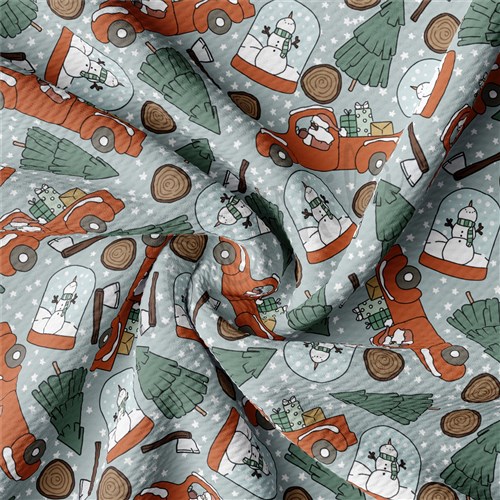 Christmas Truck Tree Liverpool Bullet Textured Stretch Solid Strip Thick Knit Jersey Fabric
