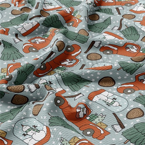 Christmas Truck Tree Liverpool Bullet Textured Stretch Solid Strip Thick Knit Jersey Fabric