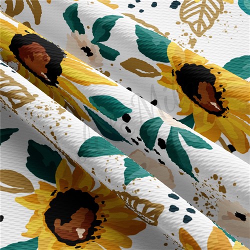 Floral Sunflowers Liverpool Bullet Textured Stretch Solid Strip Thick Knit Jersey Fabric