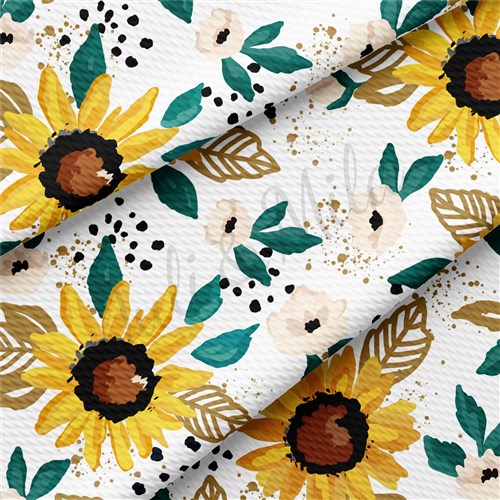 Floral Sunflowers Liverpool Bullet Textured Stretch Solid Strip Thick Knit Jersey Fabric