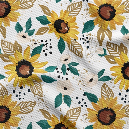 Floral Sunflowers Liverpool Bullet Textured Stretch Solid Strip Thick Knit Jersey Fabric