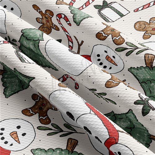 Christmas Printed Liverpool Bullet Textured Stretch Solid Strip Thick Knit Jersey Fabric