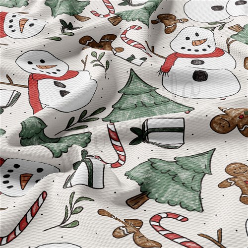 Christmas Printed Liverpool Bullet Textured Stretch Solid Strip Thick Knit Jersey Fabric