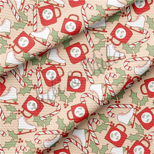 Christmas Printed Liverpool Bullet Textured Stretch Solid Strip Thick Knit Jersey Fabric