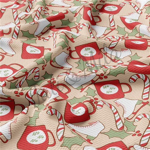 Christmas Printed Liverpool Bullet Textured Stretch Solid Strip Thick Knit Jersey Fabric