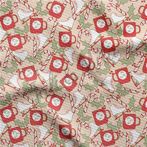 Christmas Printed Liverpool Bullet Textured Stretch Solid Strip Thick Knit Jersey Fabric
