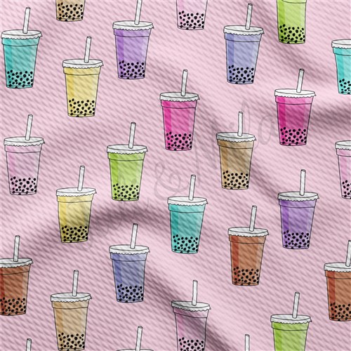 Boba Tea Printed Liverpool Bullet Textured Stretch Solid Strip Thick Knit Jersey Fabric