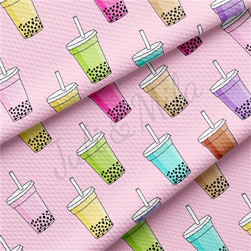 Boba Tea Printed Liverpool Bullet Textured Stretch Solid Strip Thick Knit Jersey Fabric