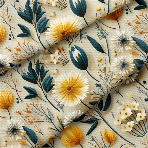 Floral flowers Embroidery Liverpool Bullet Textured Stretch Solid Strip Thick Knit Jersey Fabric