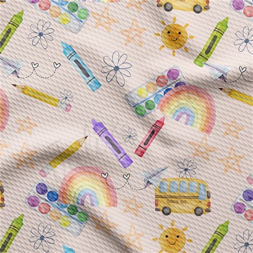 Back to School AA2364 Liverpool Bullet Textured Stretch Solid Strip Thick Knit Jersey Fabric