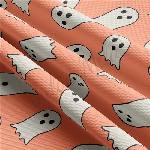 Halloween Ghost Printed Liverpool Bullet Textured Stretch Solid Strip Thick Knit Jersey Fabric