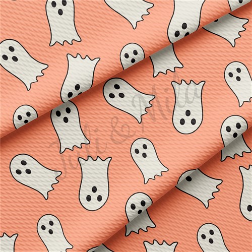 Halloween Ghost Printed Liverpool Bullet Textured Stretch Solid Strip Thick Knit Jersey Fabric