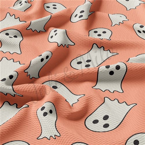 Halloween Ghost Printed Liverpool Bullet Textured Stretch Solid Strip Thick Knit Jersey Fabric