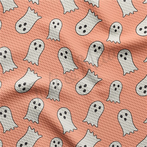 Halloween Ghost Printed Liverpool Bullet Textured Stretch Solid Strip Thick Knit Jersey Fabric