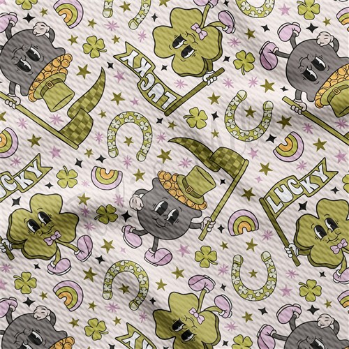 St. Patrick's Day Printed Liverpool Bullet Textured Stretch Solid Strip Thick Knit Jersey Fabric